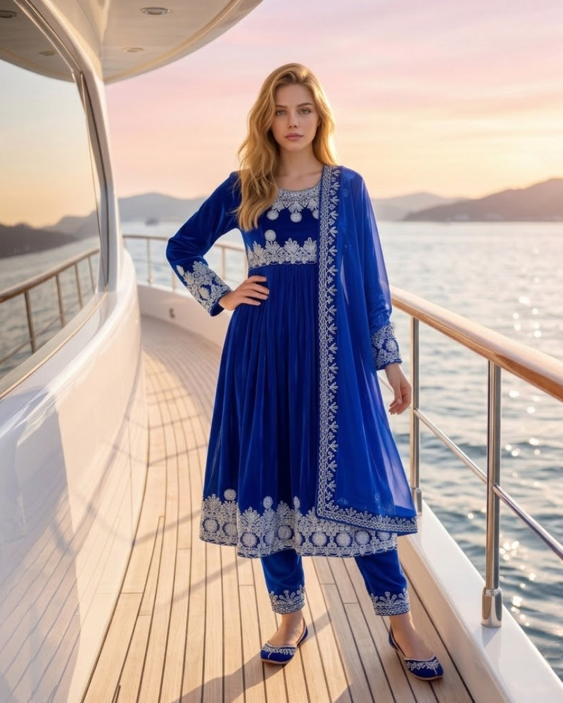 Velvet Fabric  Afghan Traditional Dress