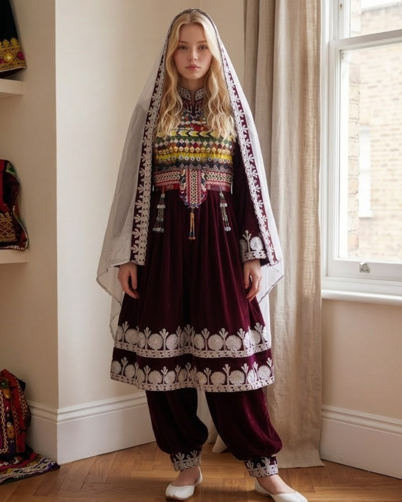 Luxury Velvet Afghan Traditional Attire - Cultural Elegance