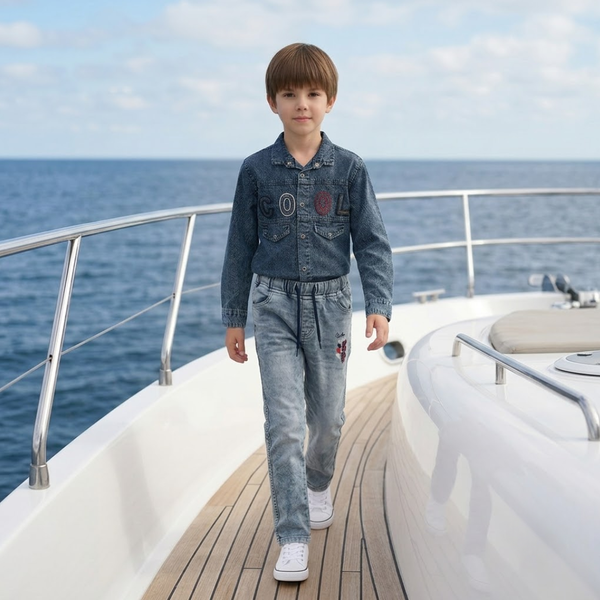 OM-23046 Kids Clothes Jeans and Jeans T-shirt
