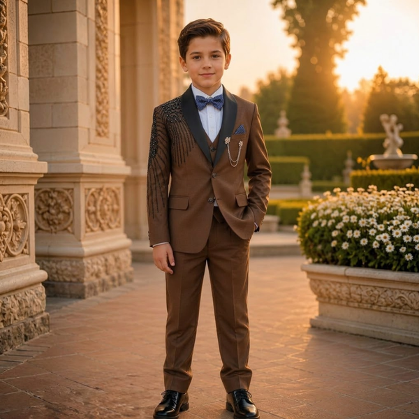SGT3925 Embroidered Brown Tuxedo