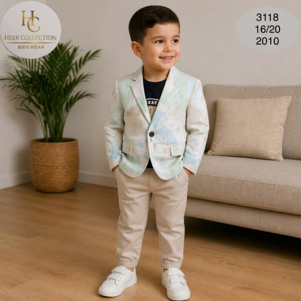 3118 Boy's Printed Suit & Trouser Set