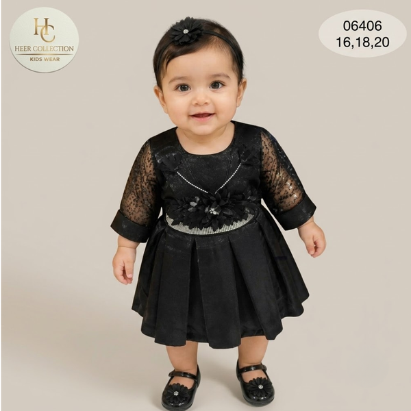 06406 Chic Black Floral Dress for Toddlers