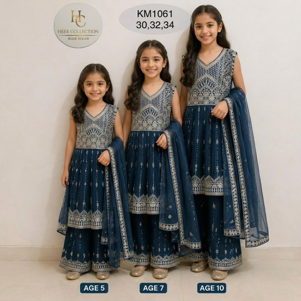 Embroidered Kids Designer Sharara Set