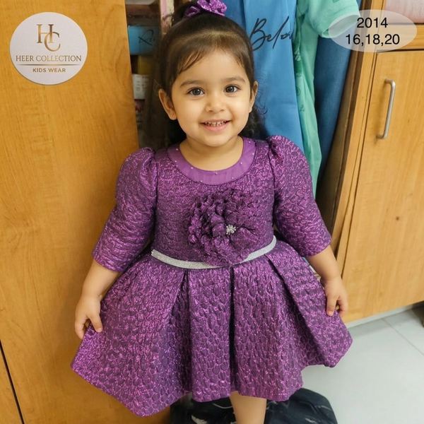2014 Adorable Purple Frock With Hat Set
