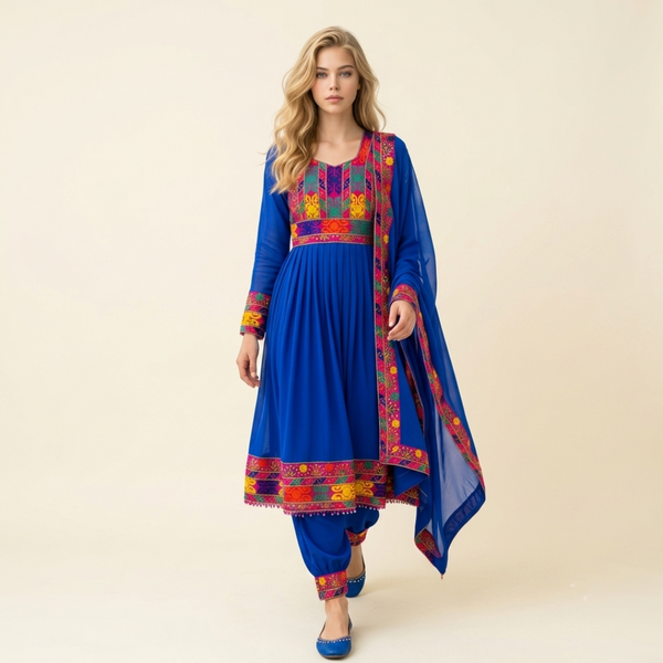Traditional Women's Festive Wear Anarkali Style Frock Suit