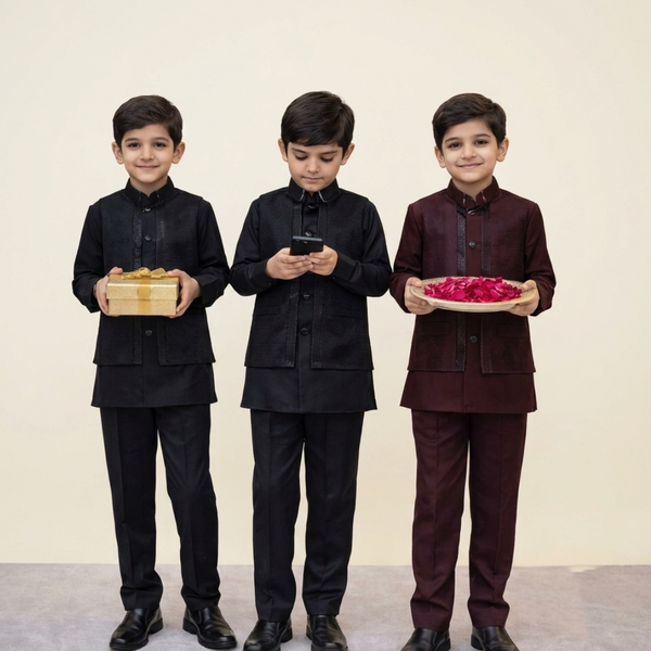 ID3114 -Boys' Jacquard Sherwani Outfit