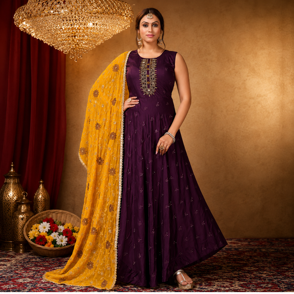 Royal Plum Anarkali Suit